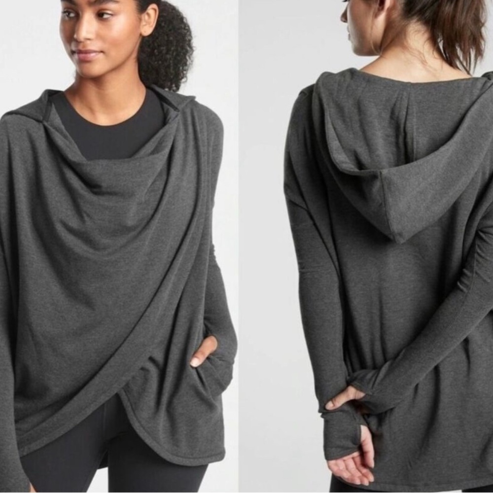 Athleta Deep Blue cowl neck hoodie shawl